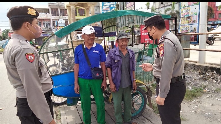 Operasi Yustisi Himbauan Prokes Kembali di Gelar Polsek Pangkalan Kerinci, Ini Lokasinya