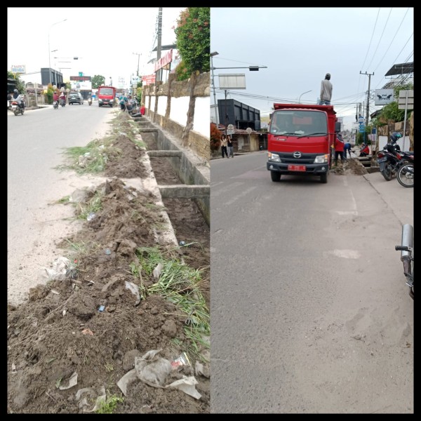 Dinas Lingkungan Hidup Pelalawan Gencar Bersihkan Drainase untuk Cegah Penyumbatan