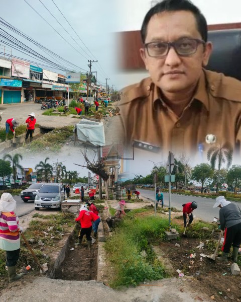 Kepala DLH Pelalawan Pastikan Jalan Perkotaan Bersih, Sampah dan Tanah Diangkut sampai ke Bahu jalan
