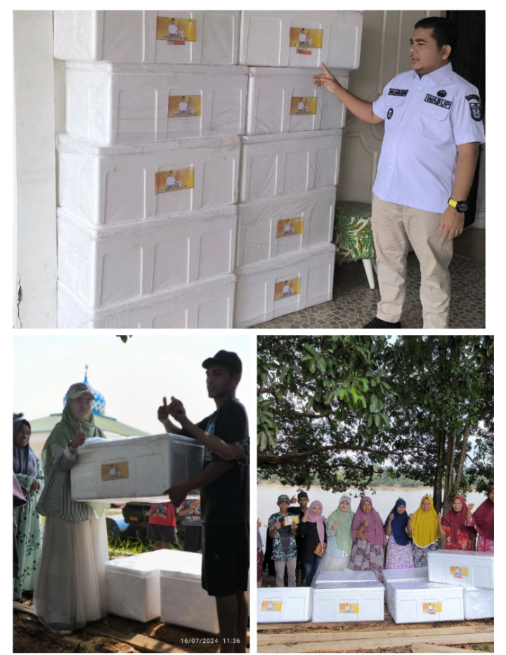 H Nasaruddin Beri Bantuan Cool Box dan Borong Ikan Nelayan Muara Sako Pelalawan