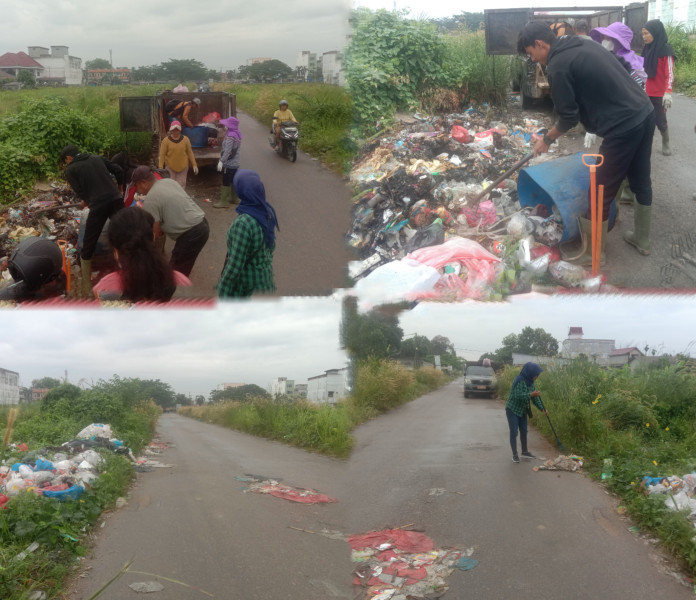 DLH Pelalawan Bersihkan Sampah DiJalan Pelita,Julian Eko Minta Warga Tertib Buang Sampah.